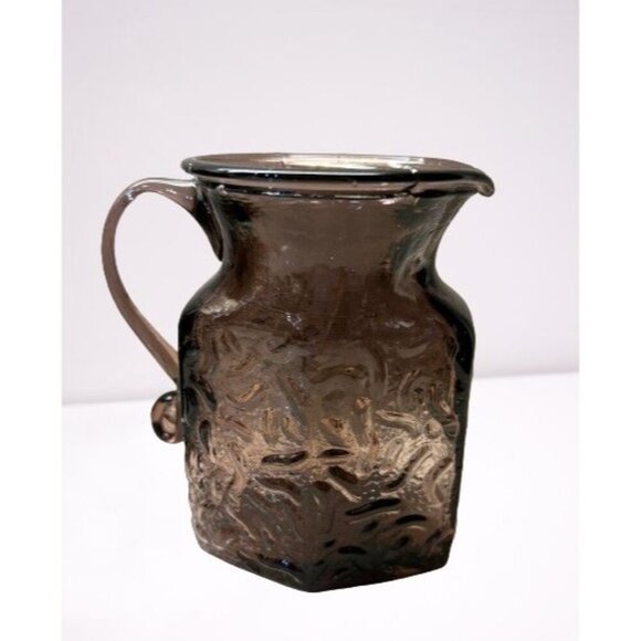 Morgantown Crinkle Amethyst Glass Ocknor Shape Pitcher Creamer 4.5" - Picture 1 of 8